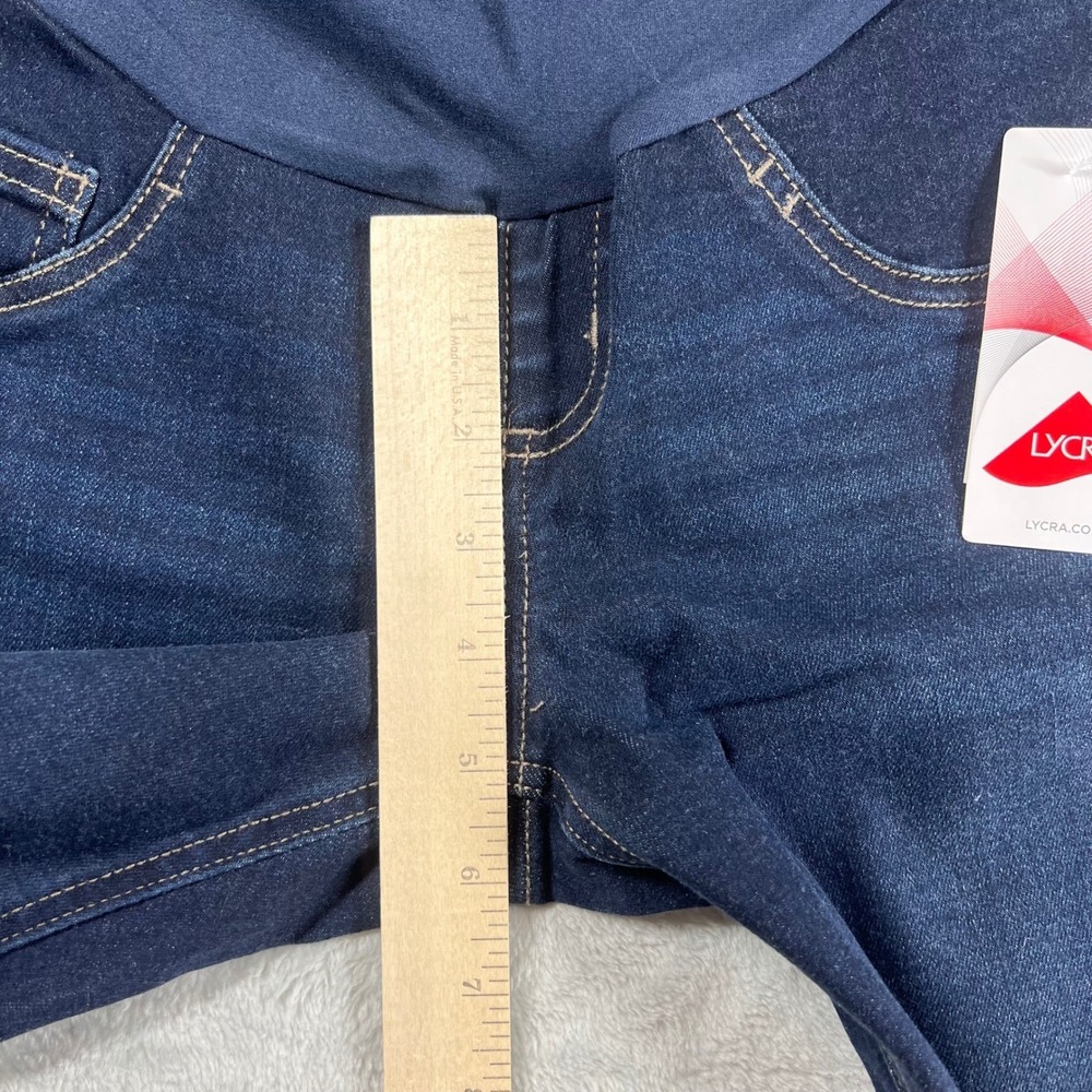 Indigo Blue Womens Maternity Skinny Jeans Dark Wash Full Belly Panel Size Small - Picture 3 of 12